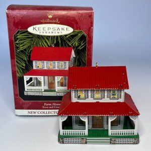 Hallmark 1999 Farm House Tin Christmas Ornament Town and Country First in Series